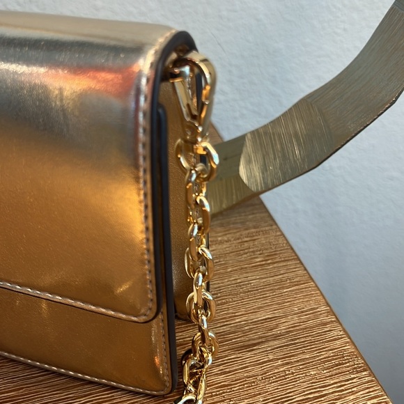 nwt MICHAEL KORS CeCe Metallic Gold Clutch shoulder Bag - Picture 7 of 12